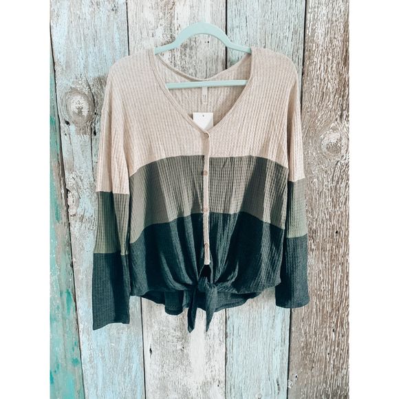 Native People Tops - NWT Native People Long Sleeve Tie-Front Top Large